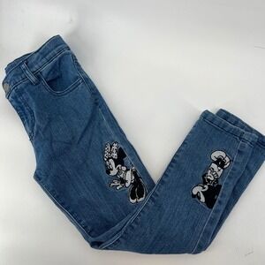Disney‎ Girls Jeans Denim Blue Mickey Minnie Mouse Embroidered Size 6